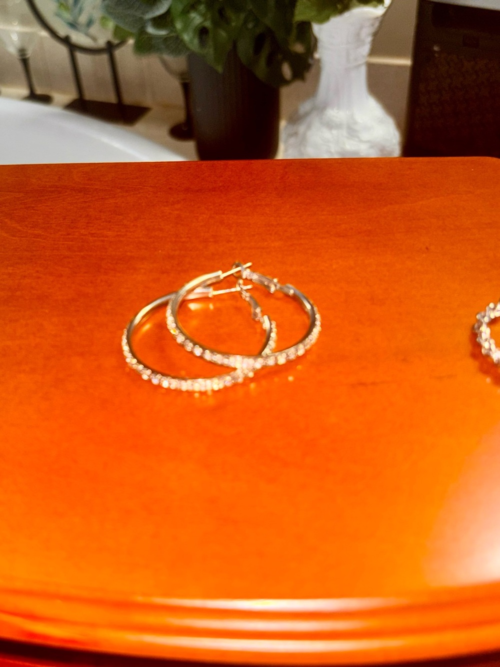 Crystal-Accented Gold Hoop Earrings for Women